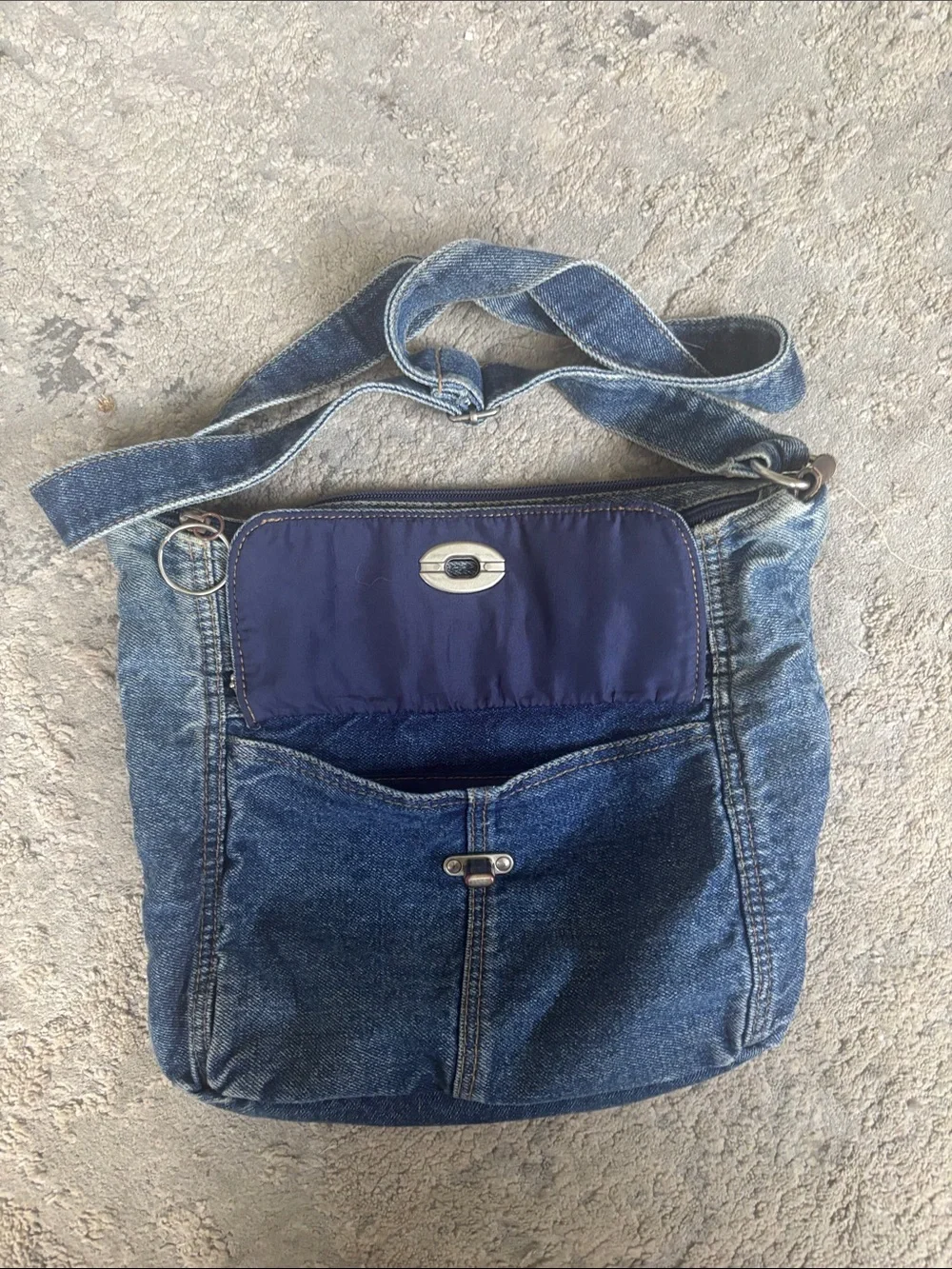 Men's Denim Messenger Bag - Blue Crossbody